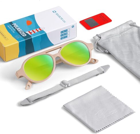 RIVBOS Baby Wrap Polarized UV400 Sunglasses - Soft Frame with Secure Strap for Infant and Newborn (0-24 Months) RBK068 in Saudi Arabia