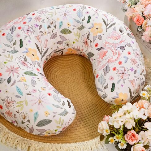 2 Pack Nursing Pillow Covers, Minky Dots Breastfeeding Pillow Slipcover for Baby Boys Girls, Ultra Comfortable Nursing Pillow Protector, Soft and Machine Washable, Flower Checkerboard in Kuwait