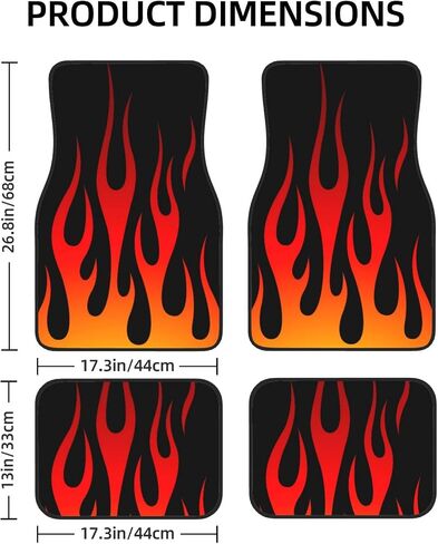 Retro Traditional Hot Rod Flames Car Front and Rear Floor Mats, Car Mats, Complete Set of 4 Carpets, All Weather Protection in Saudi Arabia