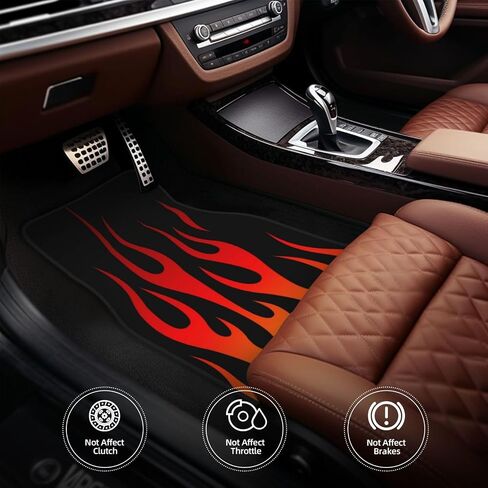Retro Traditional Hot Rod Flames Car Front and Rear Floor Mats, Car Mats, Complete Set of 4 Carpets, All Weather Protection in Saudi Arabia