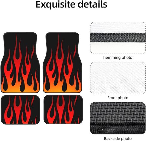 Retro Traditional Hot Rod Flames Car Front and Rear Floor Mats, Car Mats, Complete Set of 4 Carpets, All Weather Protection in Saudi Arabia