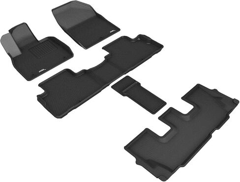 3D MAXpider Custom Fit Kagu Floor Mat (Black) Compatible with Hyundai Palisade 7-Seat 2020-2025 - Full Set in Saudi Arabia