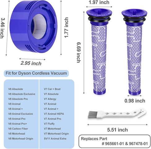 3 Pack Vacuum Filters Replacement for Dyson V11 Torque Drive V11 Animal V11 Complete V11 Extra V15 Detect V15s Detect Submarine Vacuums, Dyson Replacement Filters,Compare to Part 970013-02 in Kuwait
