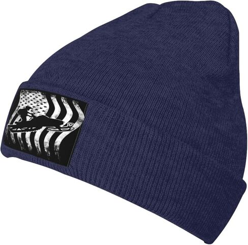 AME Flag Snowmobile Rider Beanie Hat Adult Comfy Casual Warm Knit Men Women7 Navy Blue in Saudi Arabia