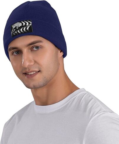 AME Flag Snowmobile Rider Beanie Hat Adult Comfy Casual Warm Knit Men Women7 Navy Blue in Saudi Arabia