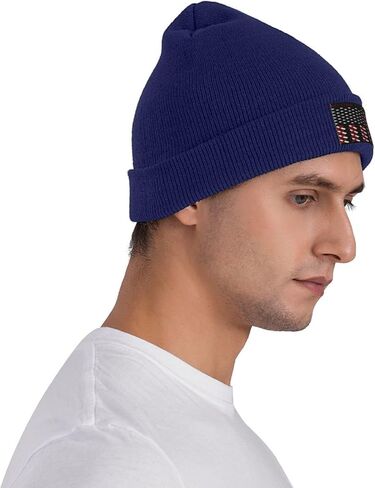 AME Flag Fight Head and Neck Cancer Awareness Beanie Hat Adult Comfy Casual Warm Knit Men Women7 Navy Blue in Saudi Arabia