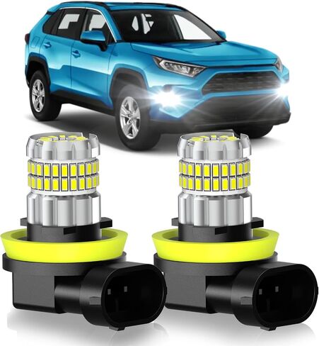 تناسب تويوتا RAV4 2006-2023 مصابيح ضوء الضباب أو DRL ، 13000LM سوبر مشرق 360 درجة إضاءة أضواء الضباب H11/H8 ، 6000K أبيض بارد ترقية 4014 رقائق الضباب مصباح ، حزمة 2 2 in Kuwait