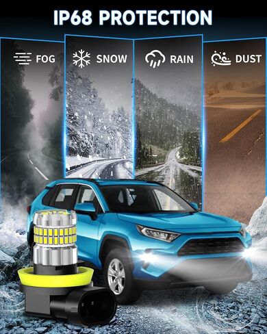تناسب تويوتا RAV4 2006-2023 مصابيح ضوء الضباب أو DRL ، 13000LM سوبر مشرق 360 درجة إضاءة أضواء الضباب H11/H8 ، 6000K أبيض بارد ترقية 4014 رقائق الضباب مصباح ، حزمة 2 2 in Kuwait