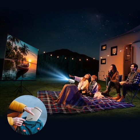 جهاز عرض صغير مع WiFi و Bluetooth ، Portable Projector 4K 1080p دعم ، Focus Auto Focus ، 120 '' شاشة عرض متوافق مع HDMI/USB/الهاتف الذكي/الكمبيوتر/الكمبيوتر المحمول in Kuwait