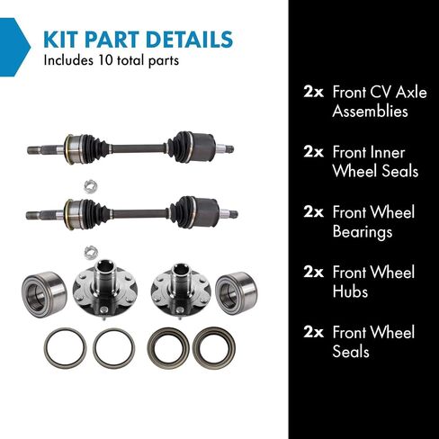 TRQ Front Drivetrain Kit CV Axle Shaft Assembly Wheel Bearing Wheel Hub Wheel Seal Compatible with 2001-2007 Toyota Sequoia 2000-2006 Tundra in Saudi Arabia