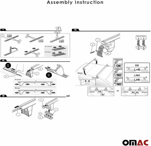 OMAC Roof Rack Cross Bars for Toyota Prius 2010 to 2015, Rooftop Luggage Carrier, Smooth Roof Cars, Lockable,Aluminum, 2 Pieces, Black in Saudi Arabia
