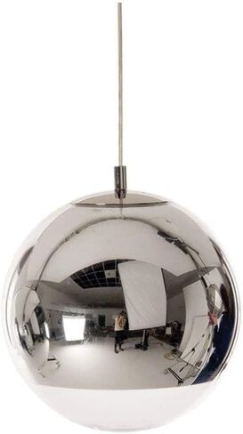 Industrial Simplicity Single Head Living Room Space Plating Glass Ball Ceiling Hanging Lamps Chrome Ball Pendant Lamp Modern Creative Line Light Kitchen Island Lighting Chandelier Fixtu (Brown 20cm) in Kuwait