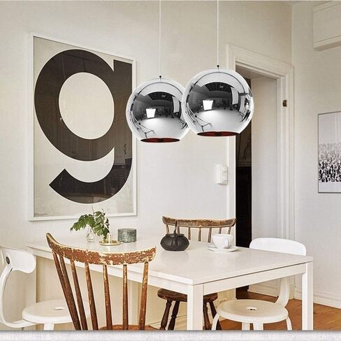 Industrial Simplicity Single Head Living Room Space Plating Glass Ball Ceiling Hanging Lamps Chrome Ball Pendant Lamp Modern Creative Line Light Kitchen Island Lighting Chandelier Fixtu (Brown 20cm) in Kuwait