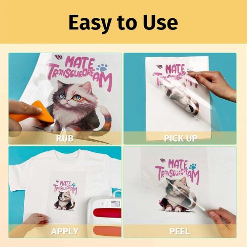 TransOurDream Tru-Heat Transfer Paper for Dark T Shirts (5 Sheets Dark1.0 + 5 Sheets Iron on Transfer Tape, 8.5"x11", Mix Pack) & Clear Heat Transfer Mate for Printable Heat Transfer Vinyl in Kuwait