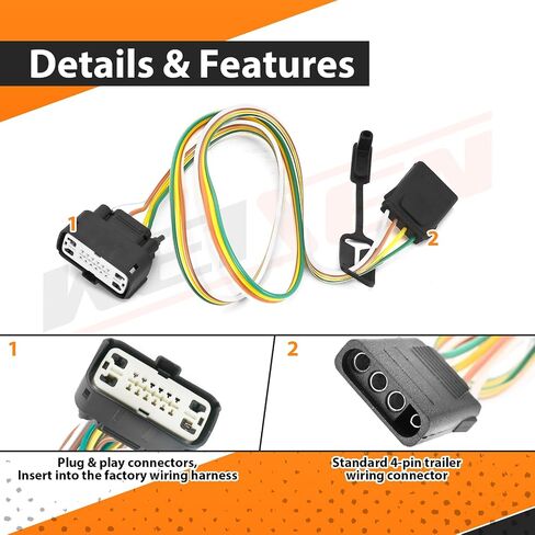 Weisen Trailer Wiring Harness Kit ، Hiting Towing Towing Towing Harness مع موصل المكونات والتشغيل المتوافقة مع شيفروليه ترافيرس 2018-2023 ، Fit Buick Enclave 2018-2024 in Kuwait