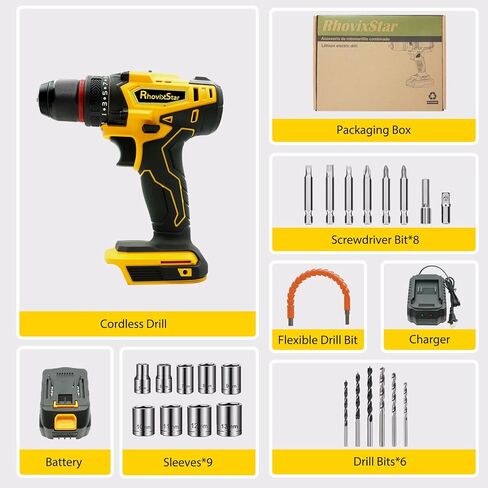 20V Max Cordless Drill ، مجموعة أدوات التحرير والسرد مع البطارية والشاحن ، 2 23 مساءً بتدريبات ، سرعة متغيرة ، ل DIY/Wood/Metal/Home إصلاح in Kuwait