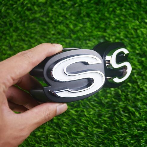 1Pc 1970 Chevy Chevelle El Camino Super Sports SS Front Grille Emblem with Retainers Replacement for SS (Silver Black White) in Saudi Arabia