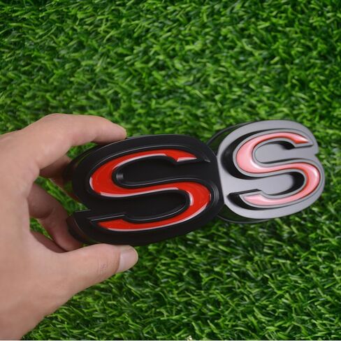 1pc 1970 Chevy Chevelle El Camino Super Sports Ss Grille Grille Emblem مع استبدال الخدم ل SS (Silver Black White) in Saudi Arabia