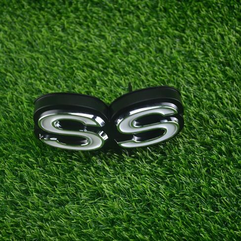 1Pc 1970 Chevy Chevelle El Camino Super Sports SS Front Grille Emblem with Retainers Replacement for SS (Silver Black White) in Saudi Arabia