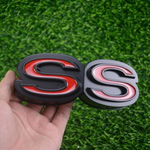 1pc 1970 Chevy Chevelle El Camino Super Sports Ss Grille Grille Emblem مع استبدال الخدم ل SS (Silver Black White) in Saudi Arabia