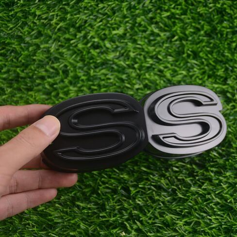 1Pc 1970 Chevy Chevelle El Camino Super Sports SS Front Grille Emblem with Retainers Replacement for SS (Silver Black White) in Saudi Arabia