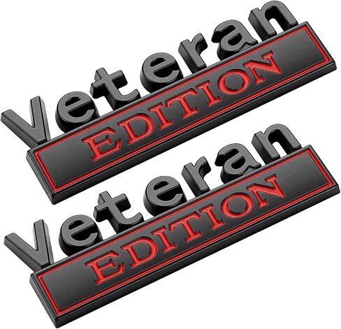 2Pack Edition Edition Emblem مع 4 مواد لاصقة ، شارة ثلاثية الأبعاد للشاحنات ، استبدال الملصقات المعدنية المتوافقة مع مركبة عالمية ، هدايا مخضرمة في الجيش للرجال (بالأبيض والأسود) in Kuwait