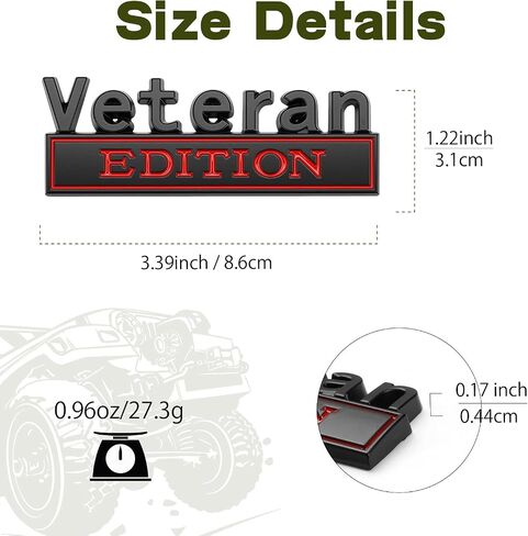 2Pack Edition Edition Emblem مع 4 مواد لاصقة ، شارة ثلاثية الأبعاد للشاحنات ، استبدال الملصقات المعدنية المتوافقة مع مركبة عالمية ، هدايا مخضرمة في الجيش للرجال (بالأبيض والأسود) in Kuwait
