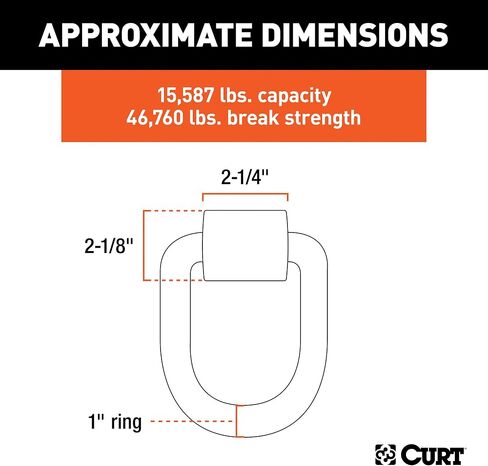 Curt 83780 3 × 4 بوصة لحام مقطورة D-Ring Tie أسفل المرساة ، 46،760 رطل قوة كسر in Saudi Arabia
