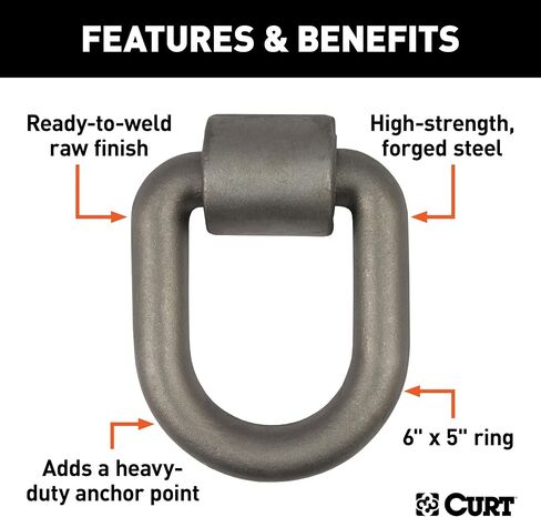 Curt 83780 3 × 4 بوصة لحام مقطورة D-Ring Tie أسفل المرساة ، 46،760 رطل قوة كسر in Saudi Arabia