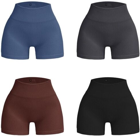 4 Piece Set Women's Fitness High Waist Hip Lifting Shorts Tight Women's Workout Gym Yoga Sports Shorts in Saudi Arabia