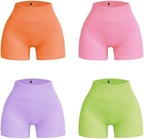 4 Piece Set Women's Fitness High Waist Hip Lifting Shorts Tight Women's Workout Gym Yoga Sports Shorts in Saudi Arabia