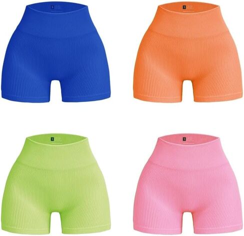 4 Piece Set Women's Fitness High Waist Hip Lifting Shorts Tight Women's Workout Gym Yoga Sports Shorts in Saudi Arabia