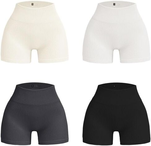 4 Piece Set Women's Fitness High Waist Hip Lifting Shorts Tight Women's Workout Gym Yoga Sports Shorts in Saudi Arabia