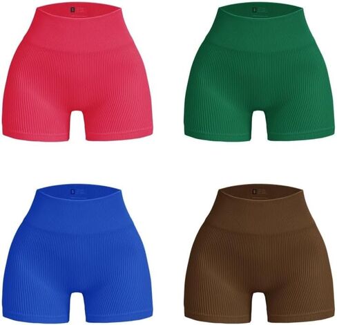 4 Piece Set Women's Fitness High Waist Hip Lifting Shorts Tight Women's Workout Gym Yoga Sports Shorts in Saudi Arabia