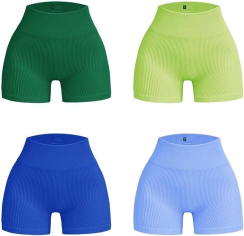 4 Piece Set Women's Fitness High Waist Hip Lifting Shorts Tight Women's Workout Gym Yoga Sports Shorts in Saudi Arabia