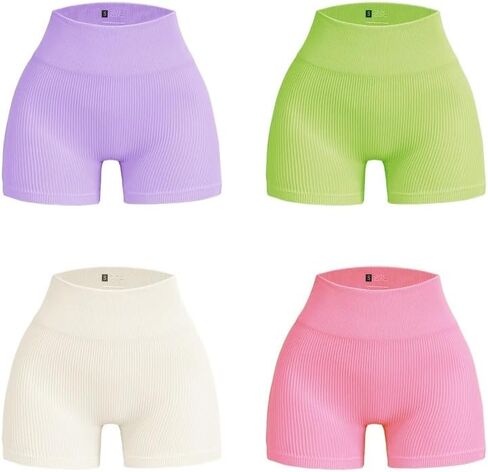 4 Piece Set Women's Fitness High Waist Hip Lifting Shorts Tight Women's Workout Gym Yoga Sports Shorts in Saudi Arabia