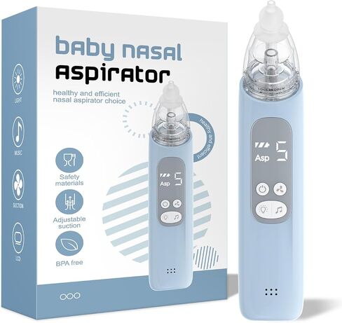 Electric Nasal Aspirator-BC026, Electric Nose Sucker with 5 Levels Suction, Soothing Light & Nursery Rhymes (White) in Saudi Arabia
