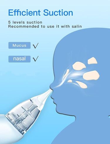 Electric Nasal Aspirator-BC026, Electric Nose Sucker with 5 Levels Suction, Soothing Light & Nursery Rhymes (White) in Saudi Arabia