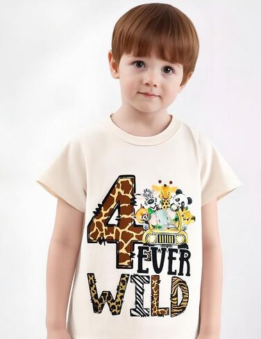 Kids Toddler Baby Boys Girls Birthday T-Shirt Wild One/Two/Three/Four Years Jungle Safari Animal Shirt in Saudi Arabia