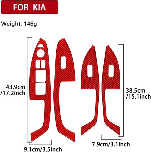 لوحة زر رفع النافذة غطاء ملصقات ألياف الكربون الحقيقية الألياف الداخلية المتوافقة مع KIA Optima K5 2011 2012 2013 2014 2015 ملحقات ألياف الكربون شارات in Kuwait