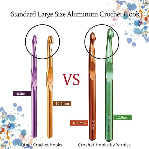 Yarniss Large Ergonomic Crochet Hooks Set, Big Crochet Hooks for Chunky Yarn Size 8.0mm 10.0mm 12.0mm 15.0mm 20.0mm in Kuwait