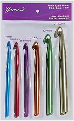 Yarniss Large Ergonomic Crochet Hooks Set, Big Crochet Hooks for Chunky Yarn Size 8.0mm 10.0mm 12.0mm 15.0mm 20.0mm in Kuwait