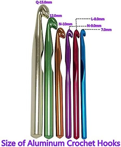 Yarniss Large Ergonomic Crochet Hooks Set, Big Crochet Hooks for Chunky Yarn Size 8.0mm 10.0mm 12.0mm 15.0mm 20.0mm in Kuwait