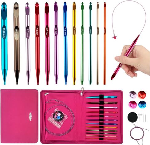Yarniss Large Ergonomic Crochet Hooks Set, Big Crochet Hooks for Chunky Yarn Size 8.0mm 10.0mm 12.0mm 15.0mm 20.0mm in Kuwait