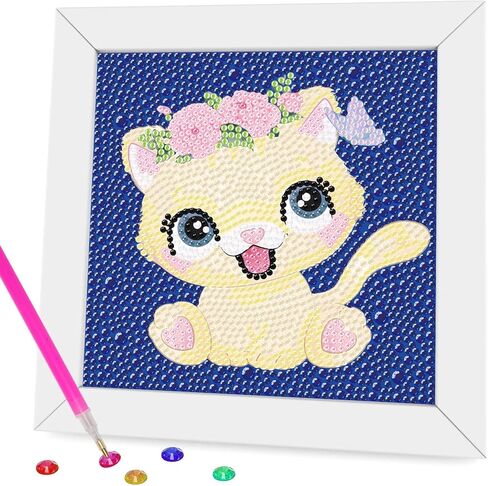 Miairivy Diamond Painting for Kids, 5D Animal Diamond Art Mini Small Kit(with Wooden Frame), DIY Cute Dog Big Gem Painting Set, Paint by Diamonds Crafts for Girls Boys Ages 4-12 in Saudi Arabia