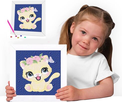 Miairivy Diamond Painting for Kids, 5D Animal Diamond Art Mini Small Kit(with Wooden Frame), DIY Cute Dog Big Gem Painting Set, Paint by Diamonds Crafts for Girls Boys Ages 4-12 in Saudi Arabia