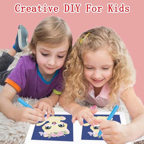 Miairivy Diamond Painting for Kids, 5D Animal Diamond Art Mini Small Kit(with Wooden Frame), DIY Cute Dog Big Gem Painting Set, Paint by Diamonds Crafts for Girls Boys Ages 4-12 in Saudi Arabia