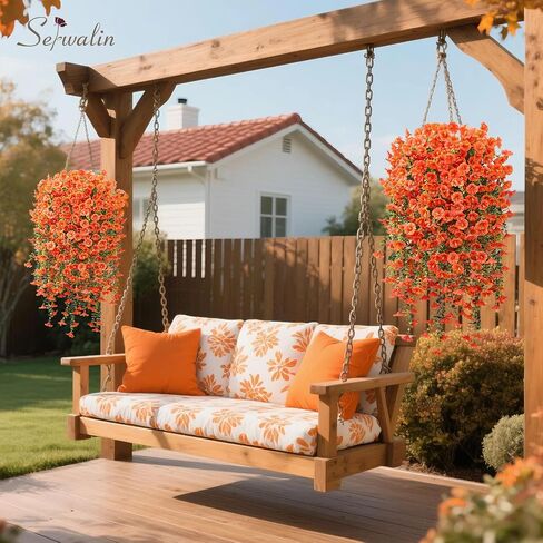 Serwalin Artificial Hanging Flowers for Outdoors Decoration, 4PCS UV Realistic Resistant Fake Silk Artificial Plants Outdoor for Porch Patio Balcony Indoor Planter Garden Yard Decor (Hot Pink,4PCS) in Kuwait