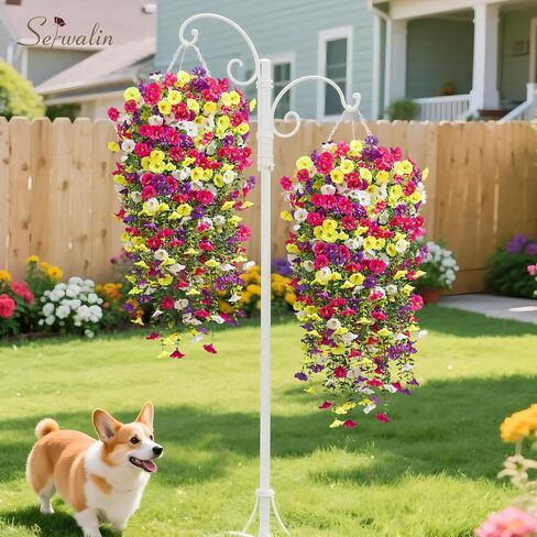 Serwalin Artificial Hanging Flowers for Outdoors Decoration, 4PCS UV Realistic Resistant Fake Silk Artificial Plants Outdoor for Porch Patio Balcony Indoor Planter Garden Yard Decor (Hot Pink,4PCS) in Kuwait