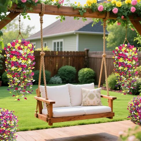 Serwalin Artificial Hanging Flowers for Outdoors Decoration, 4PCS UV Realistic Resistant Fake Silk Artificial Plants Outdoor for Porch Patio Balcony Indoor Planter Garden Yard Decor (Hot Pink,4PCS) in Kuwait